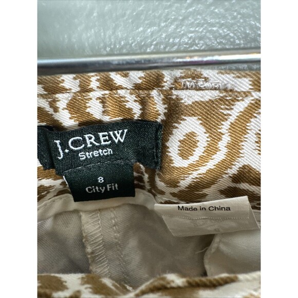 J Crew Tan Geometric Print City‎ Fit Cropped Chino Pants Women’s Size 8 - Picture 3 of 9